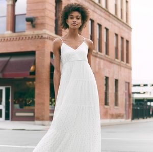 Express metallic tiered maxi dress